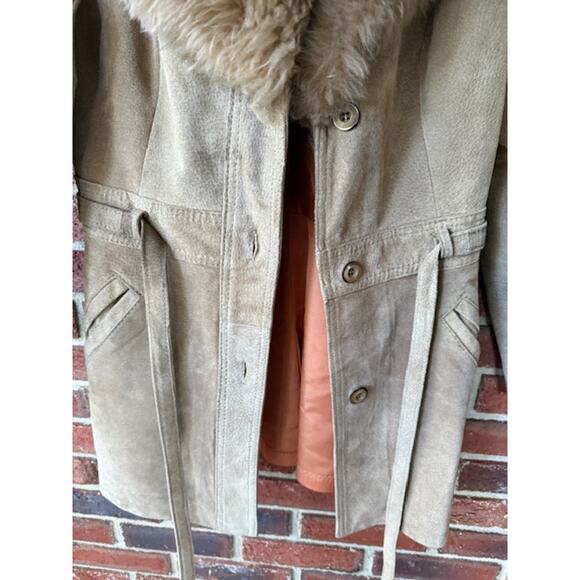 Vintage Penny Lane Tan Suede Jacket with Fur Collar Size XS-S - Picture 4 of 9